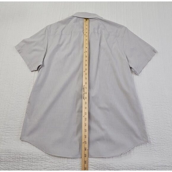 Calvin Klein Two Pocket Shirt Men's L Grey & White Checked Short Sleeve EUC LN - Picture 13 of 14
